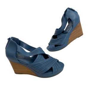 Cole Haan Blue Leather Wedge Heels | Size 8